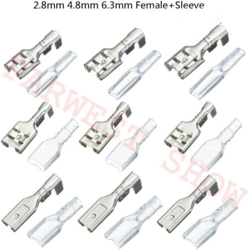 100pcs/set Connecting Splice 2.8mm 4.8mm 6.3mm Crimp Terminals Female Spade Connectors Insulated kit Electrical Connectors