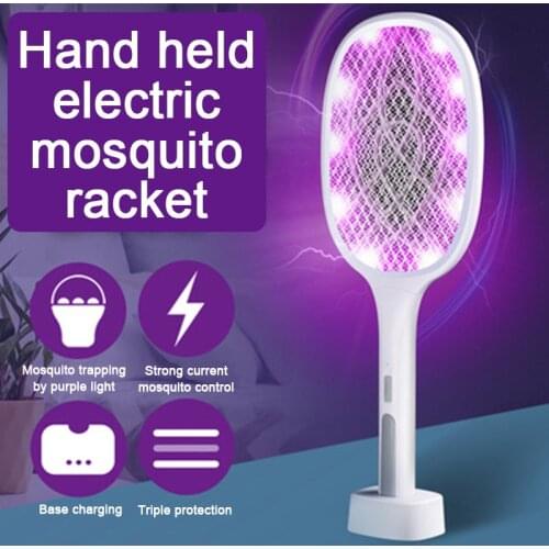 Mosquito Swatter Electric Fly Zapper USB Rechargeable Fly Swatter Trap Anti Mosquito Flies Racket 2 IN 1 LED Mosquito Killer