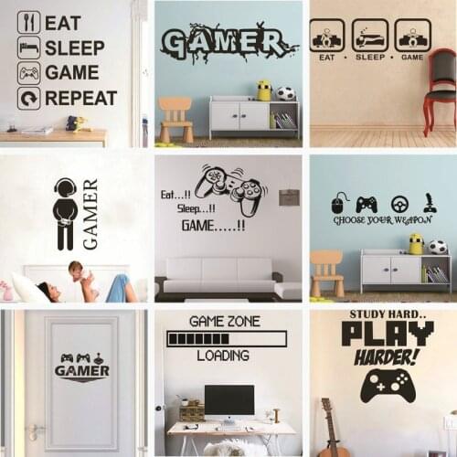 2020 Gamer Vinyl Wall Sticker Game Room For Kids Room Decoration Wall Murals Boys Bedroom Decor Gaming Poster Wallpaper