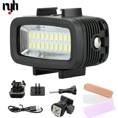 40M Diving LED Video Light Underwater 20LED Light 130ft Waterproof Lighting700LM for GoPro Hero 9 8 7 6/5/4 SJCAM Action Camera