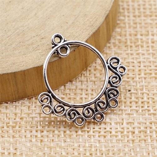10pcs 24x24mm Jewelry DIY Handmade Craft Charms Tibetan Silver Color Earring Connector Accessories