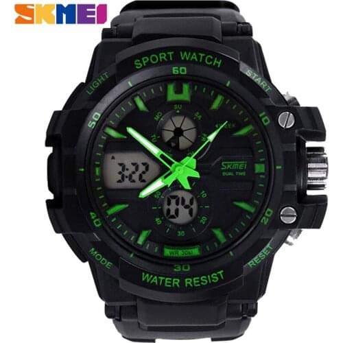 SKMEI Luxury Band Sport Watches Men Dual Display Wristwatches 50M Waterproof Chronograph Shock Resistant Alarm Watches 0990