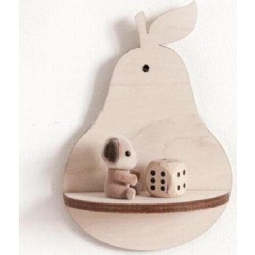 CreativeWooden Home Decor Pear/Apple/Cloud Shape Mini Wall Shelves Decorations Natural Hooks Ornament For Kids Room Crafts