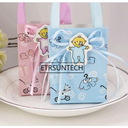 Baby Shower Christening Chocolate Gift Bags Party Favor Box Portable Party Gift Box DIY Creative Candy Box 480pcs