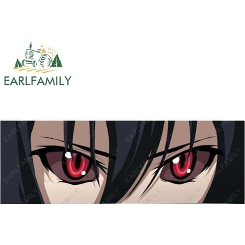 EARLFAMILY 15cm x 5.1cm Cartoon Anime Akame Ga Kill Eye Slap Car Sticker JDM Auto Helmet Motorcycle Decal Classic Peek Girl Eyes