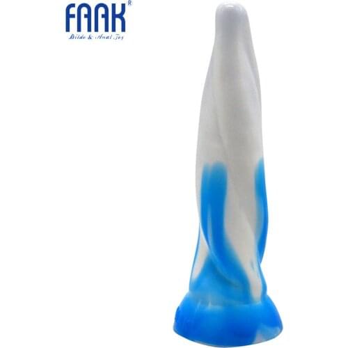 FAAK 2021 Double Tongue Focusing Type Colored Silicone Anal Dildo, Female Sex Toy With White, Blue And Colored Male Masturbators