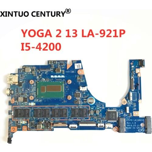 FRU 5B20G19207 9000593 for Lenovo YOGA 2 13 Laptop Motherboard ZIVY0 LA-A921P with I5-4200/4210 CPU 8GB RAM original mothebroard