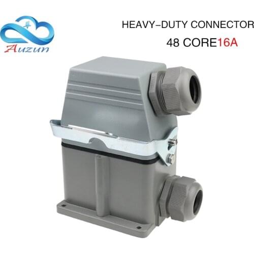 Hdc-he-048 heavy duty connector 16A rectangular 48-core high base industrial waterproof aviation plug socket