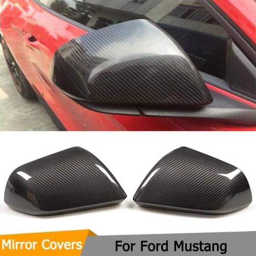 Carbon Fiber Car Styling Rear Review Mirror Cover Caps For Ford Mustang Coupe Convertible 2-Door LHD 2015-17 ( Not Turn signal )