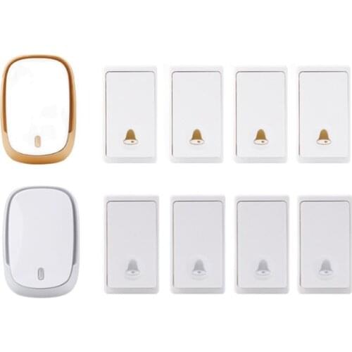 Hot bell kits 4 push 1 receiver wireless door bell emitter free of battery wireless doorbell ip44 200M work chime door ring