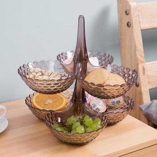 European Style Fruit Tray Single Layer Stacked Plastic Plate Table Dried Fruit Snack Platter Bowl Candy Trays Rack Organizer