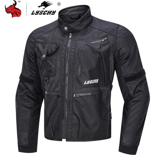 LYSCHY Motorcycle Jacket Summer Men Breathable Mesh Moto Jacket Motorcycle Racing Jackets Protector Moto Protective Gear