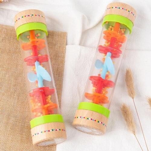 Mini Baby Rain Stick Beaded Raindrops Childrens Mini Wooden Musical Instruments Red Rattle And Rattle Rainmaker Toy For Kids