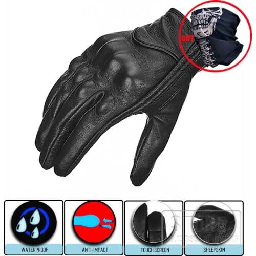 Motorcycle Gloves Woman Leather Guantes Summer & Winter Man Riding Full Finger Motorbike Touchscreen Moto Retro Gloves For Car