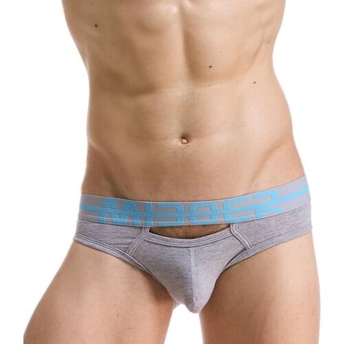 Men Sexy Hollow Out Briefs Cotton Breathable Pouch Bikini Hot Gay Underwear 6 Colors Low Waist