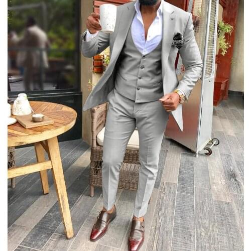 Mens Suits 3 Pieces Burgundy Business Groom Jacket Tuxedos Blazer Suits For Wedding Prom Evening(Blazer+Vest+Pants)