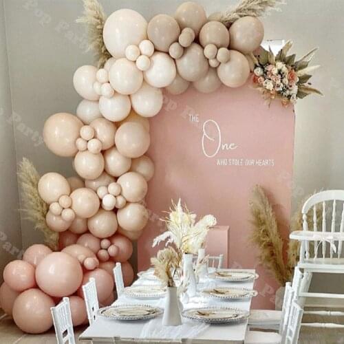115pcs Balloons Garland Arch Birthday Double Beige Blush Balloon Kit Cream Peach Globos Baby Shower Wedding Party Decor Supplies