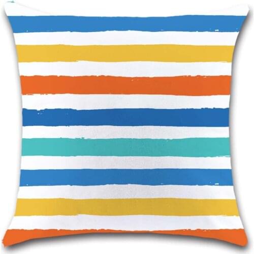 Colorful pattern red blue waves striped white Cushion Cover Decorative Home sofa seat friend kids girl bedroom gift pillowcase