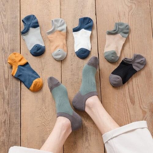 Men Socks Fashion New Spring Summer Ankle Socks Short Invisible Cotton Socks Breathable Casual Mens Cotton Mixed Color No Show