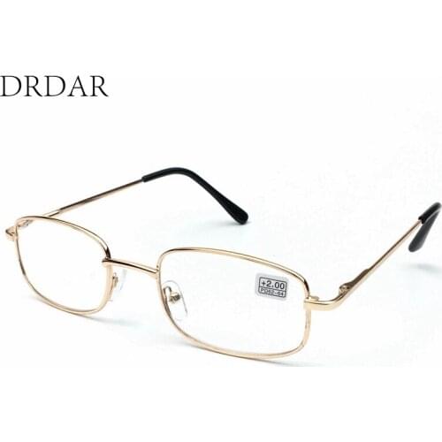 New 2020 metal Square frame Reading glasses 1387 Womens Men Unisex Hyperopia glasses Give grandma elder gift Gold/gun color