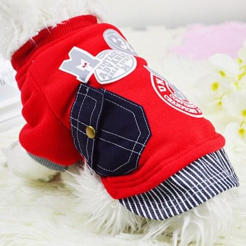 PUOUPUOU Winter Warm Dog Clothes Print Pet Clothes Stripe Sweatshirt Dogs Coat Soft for Small Dogs Cute Ropa Para Perro XS-2XL