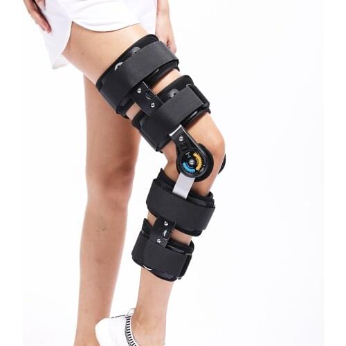 Hinged Knee Patella Brace Support Stabilizer Pad Belt Strap Orthosis Splint Wrap Compression Sleeve Immobilizer ROM Knee Brace