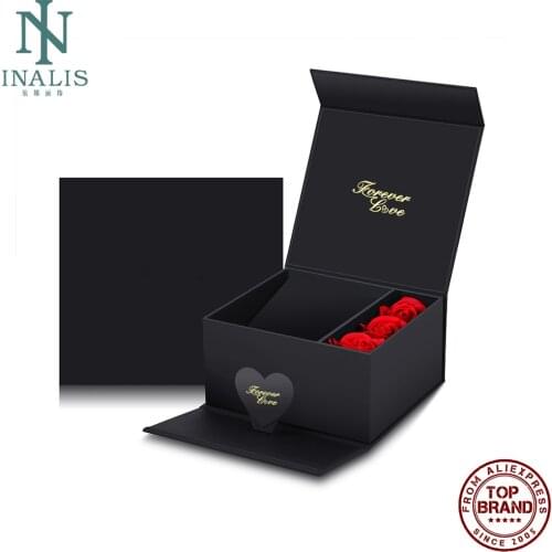INALIS High-End Black Jewelry Boxes Necklace Small Gifts Storage Box Paper Plastic Jewelry Organizer Ring Display Beaded Earring