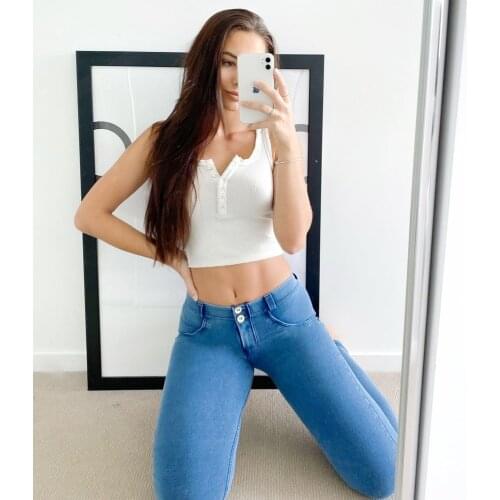 Melody Super Skinny Jeans Wet Look Trouser Light Blue Stretch Jeggings Skinny Pants Gym Leggings Middle Rise Full Length Summer