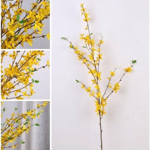 1 Branch 103 Cm Beautiful Artificial Winter Jasmine Plastic Branch With Yellow Flowers Home Party Decoration