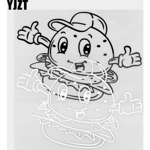 YJZT 15×10.5CM Cute Hamburger Cartoon Car Stickers Body Decoration Exquisite Vinyl Decals Black / Silver 20B-0367