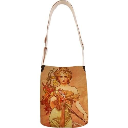 Muxia oil painting ladies shoulder bag cotton and linen mini bag simple mini messenger casual bag