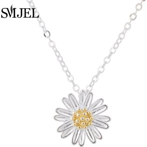 SMJEL Accessories Jewelry Tiny Daisy Flower Pendants Necklaces for Women Sunflower Chain Necklace Best Friend Gifts