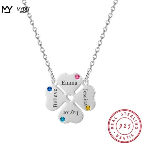 Handmade Clover Necklace 925 Sterling Silver Four-leaf Clover Pendant Necklace Women Flower Choker Lucky Jewellery MYDIY