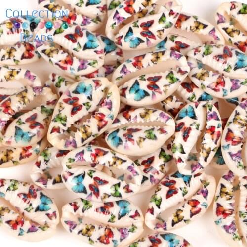 10-20mm Natural Colorful Butterfly Seashell Cowrie Conch Loose Spacer Beads Beach for Jewelry Making Sea Shells Bracelet 10Pcs