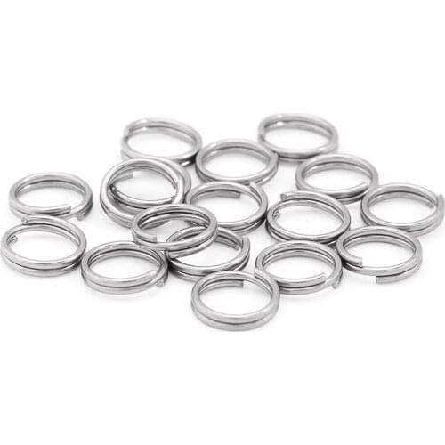 100pcs/lot 5 6 7 8 10 12mm Stainless Steel Double Jump Rings For DIY Key Chain Split Rings Connectors Jewelry Making Supplies