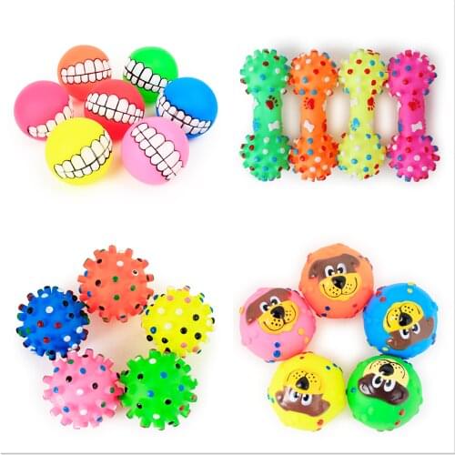 4 Kinds of Pet Squeaky Toy For Small Dogs Pet Molar Bite Toys Decompression Rubber Ball Toys Multifunction Interactive Dog Toys