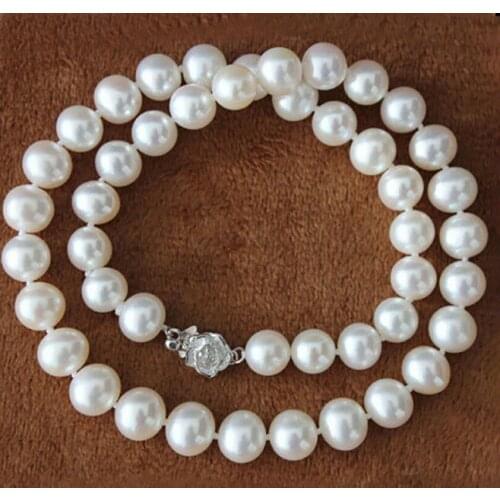 8-9mm Natural White South Sea Akoya Pearl Necklace 18'' AAA