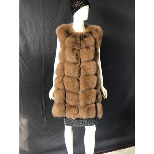90cm Long Real Fox Fur Vest For Women Genuine Leather Coats Winter Female Fox Fur Jacket Luxury Outerwear Customize