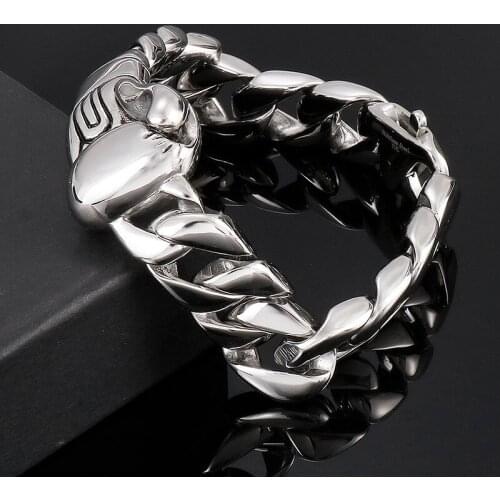 316L Stainless Steel Cuban Chain Bracelet Punk Style Mens Gloves Titanium Steel Jewelry