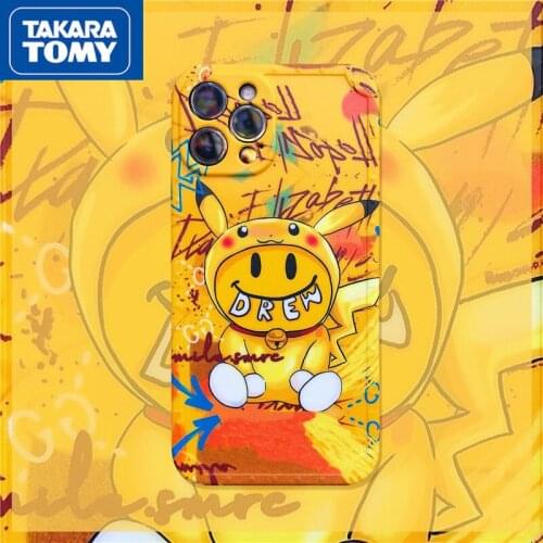 TAKARA TOMY Pokemon Cartoon Pikachu Phone Case for IPhone 6S/7/8P/X/XR/XS/XSMAX/11/12Pro/12min Phone Couple Case Cover