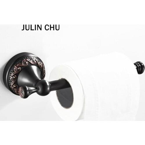 Black WC Paper Roll Holder Brass Wall Mounted Metal Kitchen Bathroom Toilet Paper Shelf Copper Tissue Hanger Antique VIntage