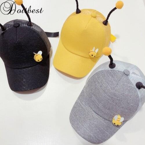 Doitbest 2 to 8 Years old Summer Children Baseball Cap Boy Girl 3D Little bee Snapback adjustable mesh Kids Hip Hop Hat Sun cap