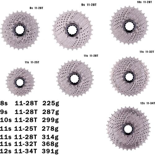 Road Bicycle Freewheel 8 9 10 11 12 s Speed Velocidade 11-25/28T/32T/34T Bicycle Cassette Freewheel Sprocket for SHIMANO