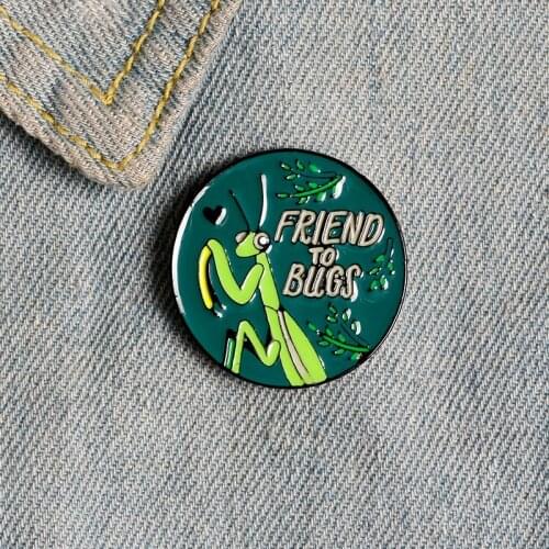 Cartoon Creative Animal Green Mantis Insect Enamel Brooch Personality Pin Alloy Badge Clothes Backpack Accessories Jewelry Gifts