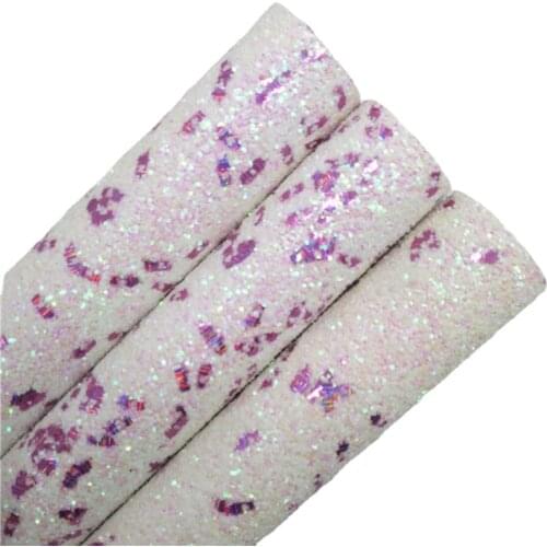 Purple Drink Cups Chunky Glitter Vinyl Fabric Sheet Felt Backing Synthetic Leather Faux Vinil DIY A4 SIZE T547B