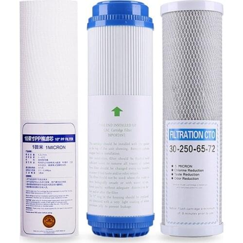 PP Cotton Filter+10inch Water Purifier Filter UDF Granular Activated Carbon Filter+CTO Compressed Carbon Reverse Osmosis