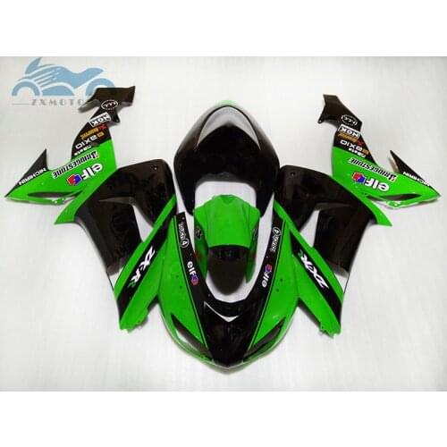Free Customize fairing kit for Kawasaki Ninja ZX10R 06 07 green black motorcycle fairings set 2006 2007 ZX10R bodywork KP07