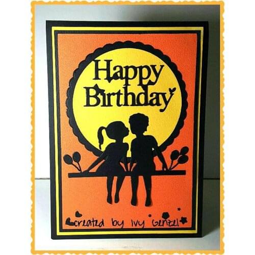 Happy Birthday Round Circle Frame Metal Cutting Dies Stencil for DIY Scrapbooking Album Birthday Cards Decorative Paper Crafts