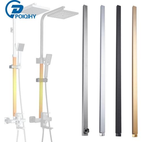 POIQIHY Square Extend Tube for Shower Faucet Chrome/Matte Black Shower Faucet Extension tube Shower Pipe 90CM Tube-Bar