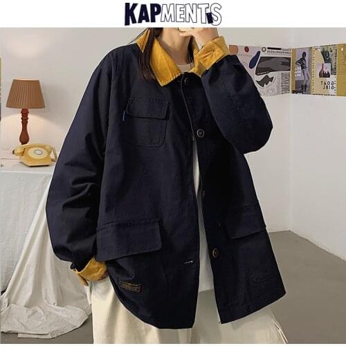 KAPMENTS Streetwear Men Patchwork Cargo Jacket Coat 2020 Mens Japanese Harajuku Windbreaker Korean Pocket Oversize Mens Jackets